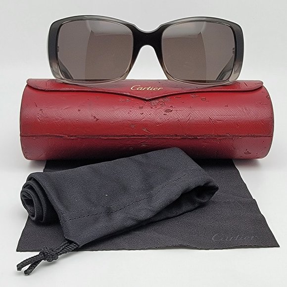 Cartier Décor C Classic Black Crystal Fade Frame Polarized Grey Lens Sunglasses main image 6